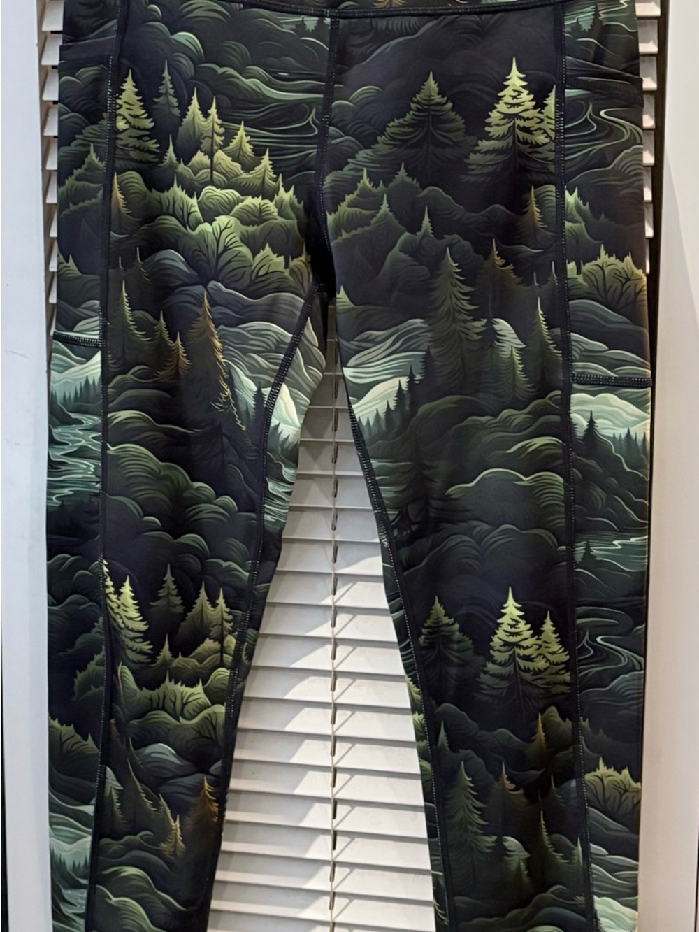 CVG Green and Yellow Forest Print leggings- Small